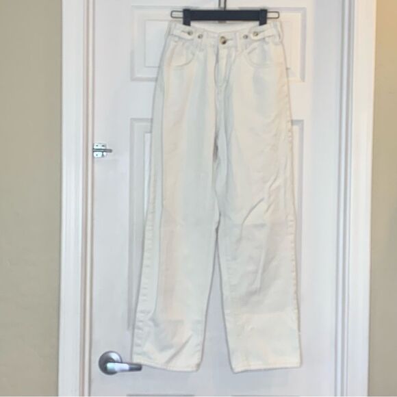 White Pants High Rise Size Small Adjustable Waist - Picture 1 of 7
